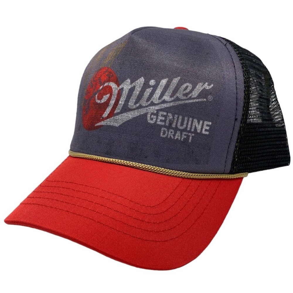 Miller Genuine Draft Beer Men's Officially Licensed Vintage Fade Trucker Hat Cap